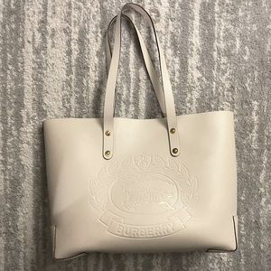Burberry Embossed Crest Leather Tote